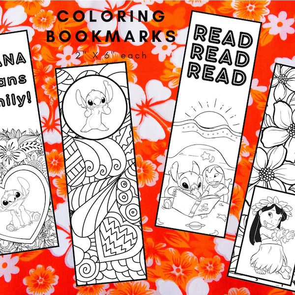 Coloring Bookmark, Printable Bookmarks, Kids Bookmarks, Lilo and Stitch Bookmark, Lilo and Stitch Coloring, Coloring Sheet, Digital Download