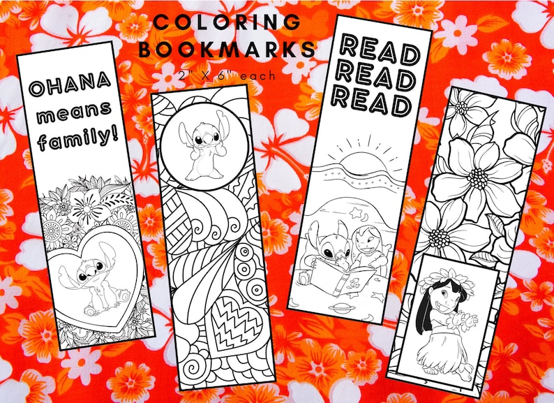 Coloring Bookmark, Printable Bookmarks, Kids Bookmarks, Lilo and Stitch Bookmark, Lilo and