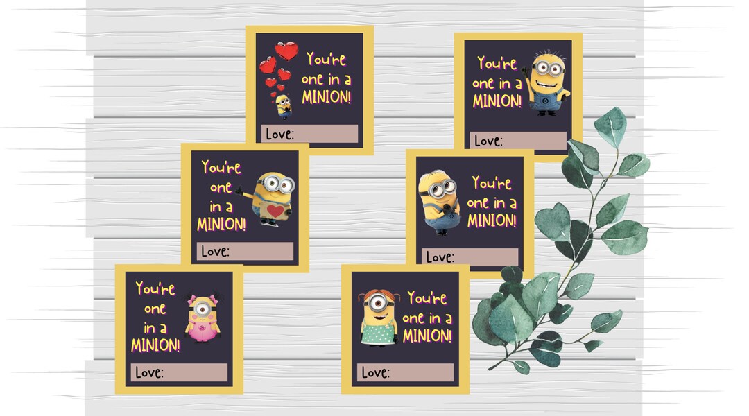 Minion Valentine Card, Printable Valentine Card, Minion Valentine, Kids ...