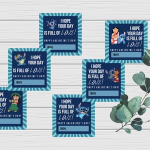 Tarjeta de San Valentín imprimible, Tarjeta de San Valentín Lilo y Stitch, Lilo y Stitch Valentine, Tarjeta de San Valentín para niños, Día de San Valentín, Descarga digital