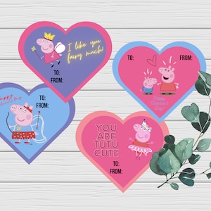 Tarjeta de San Valentín Peppa Pig, Tarjeta de San Valentín imprimible, Peppa Pig Valentine, Tarjeta de San Valentín para niños, Día de San Valentín, Peppa Pig, Descarga instantánea
