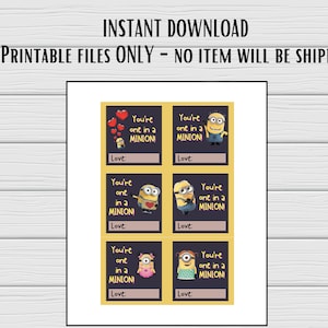 Minion Valentine Card, Printable Valentine Card, Minion Valentine, Kids ...