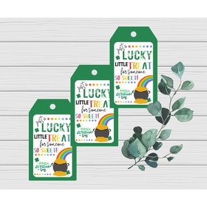 Printable St Patricks Card, St Patricks Card, Lucky Little Treat Tag, Leprechaun, Rainbow, Lucky Charms Cereal Treat Tag, Digital Download