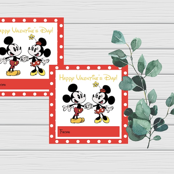 Mickey and Minnie Printable Valentine Card, Mickey Valentine Card, Minnie Valentine Card, Kids Valentine Card, Instant Download