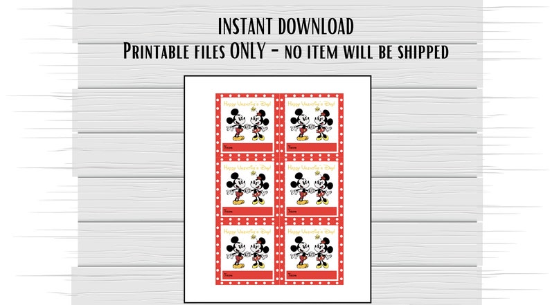 Mickey and Minnie Printable Valentine Card, Mickey Valentine Card ...