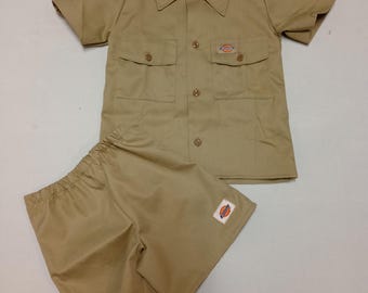12/18 mo khaki Dickies short set