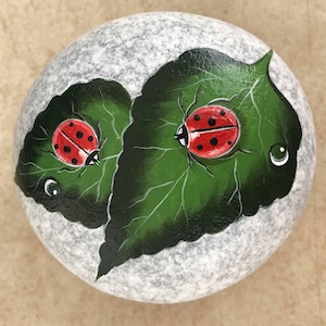 Ladybug rock painting, Garden rocking, Stone art