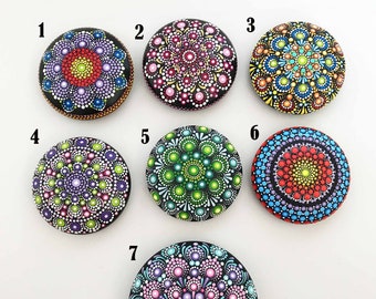 Mandala Rocks, Mandala stone, Painted stone, Aboriginal art original, Rock painting, Home decor for tables, Dot artwork