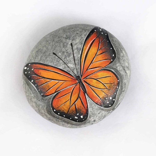 Painted butterfly rocks, Painted garden stone, Pebbles art