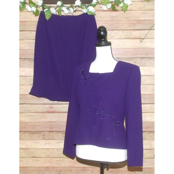 Vintage Talbots Petites Purple Skirt Suit Set Size 6 Mother of the Bride Formal