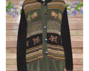 VTG White Stag Ladies Chenille Embroidered Button Up Jacket Size XL 16-18 Boho