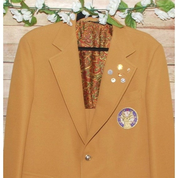 Vintage Men's B.P.O.E. Elk Blazer Jacket Mustard … - image 2