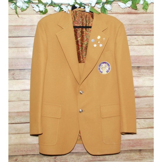 Vintage Men's B.P.O.E. Elk Blazer Jacket Mustard … - image 1