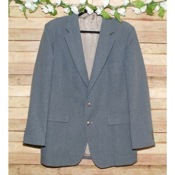 Vintage Style Edgeworth Gray Blazer Sport Coat Jacket Size 42R Double Buttons