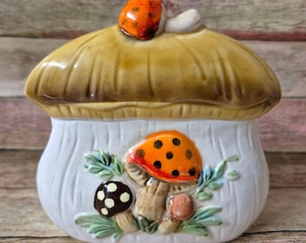 Vintage Merry Mushroom Collection Ceramic Napkin Holder Sears Roebuck 70's