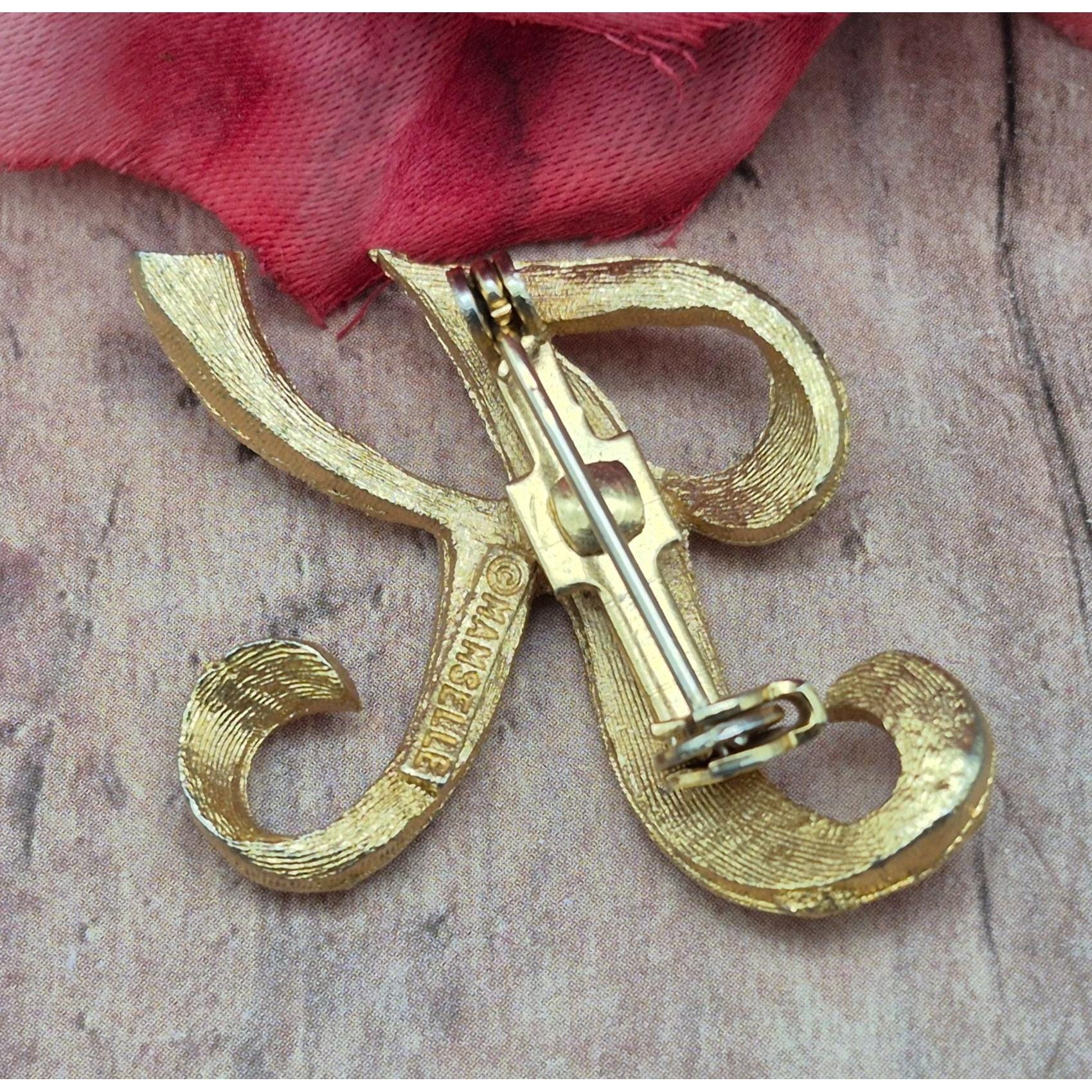 Vintage Signed MAMSELLE Letter K Brooch Initial Monogram Gold Tone ...