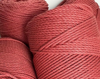 3mm Ruby Red, Cotton Macrame Cord, 3 Ply, 260m