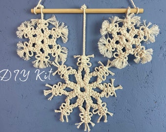 Macrame Kit/ Macrame DIY Snowflake Wall Hanging/ Christmas Decoration/ Birthday Kit/ Step By Step Instructions/ Christmas Kit/ Stocking Gift