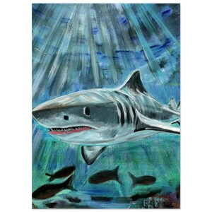 Great White Shark Print - Original Oil Painting by Louise Rouse - Stunning Fine Art Decor