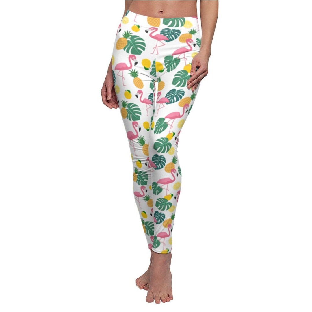 Flamingo Leggings, Pineapple Leggings, Tropical Yoga Pants, Gym Clothes