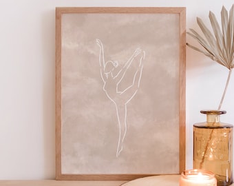 Dancer Line Drawing Art Print: Ballet Wall Decor (UNFRAMED)
