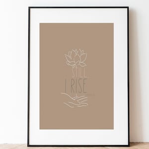 Still I Rise Art Print | Giclee Print Unframed | Lotus with Hand Line Art | Maya Angelou Poem | Motivational Quotes Art | Inspirational Art