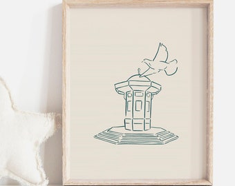 Sebilj Sarajevo Art Print | Bascarsija Old Town Wall Art | Bosnia Decor | Balkan Wall Art | Sarajevo Line Art | Minimalist Art