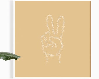 Peace Sign Plant Art Print: Boho Decor (Digital Download)