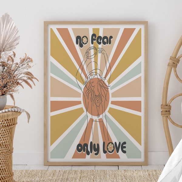 No Fear Only Love Kunstdruck | Stevie Nicks Wandkunst | Gypsy Song Lyrics Poster | Fleetwood Mac Dekor | Hippie Retro Kunst | Sonne Kunst