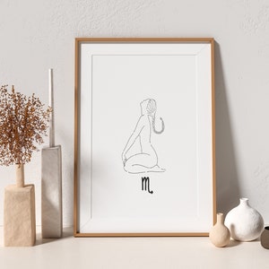 Scorpio Woman Art Print | Line Art of Woman | Astrology Wall Art| Scorpio Poster | Zodiac Sign Decor | Gift for Scorpio | Horoscope Art