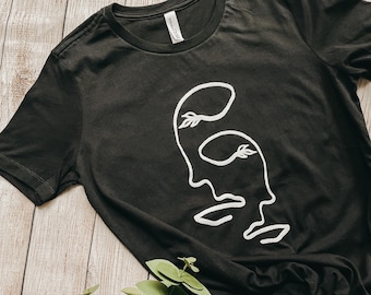 Plant Face T-Shirt: Minimalist Line Art, Plant Lover Tee