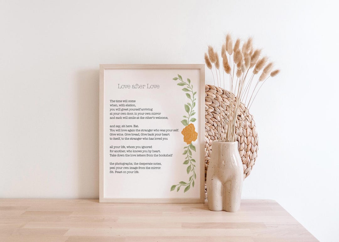 Love After Love Poem by Derek Walcott | Life Poems | Love Poetry Poster