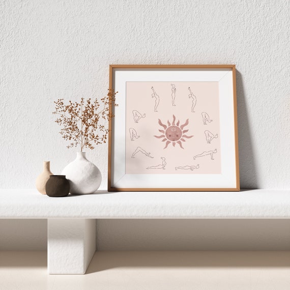 Sun Salutation Yoga Art Print: Boho Yogi Gift (Digital Print)
