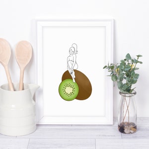Kiwi Girl | Kiwi Fruit Print | Wall Art | Kitchen Decor | Digital Print