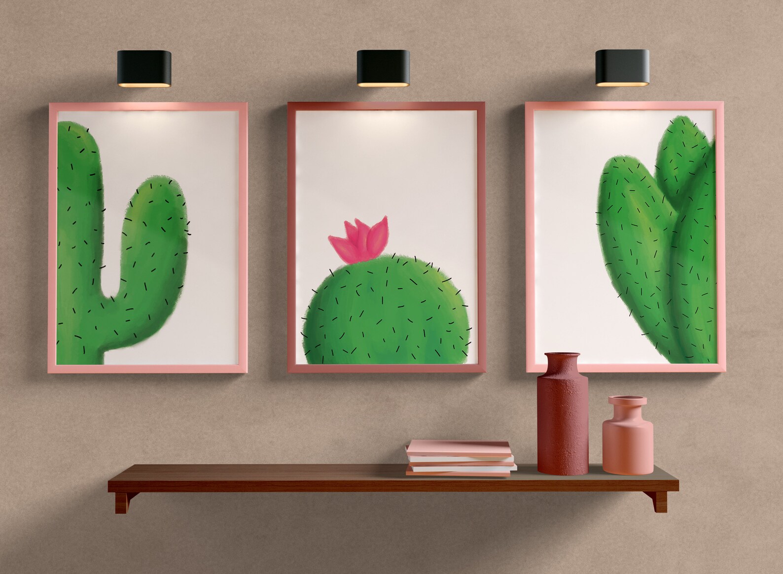 Cactus Wall Art Set of 3 Downloadable Print Succulent Etsy