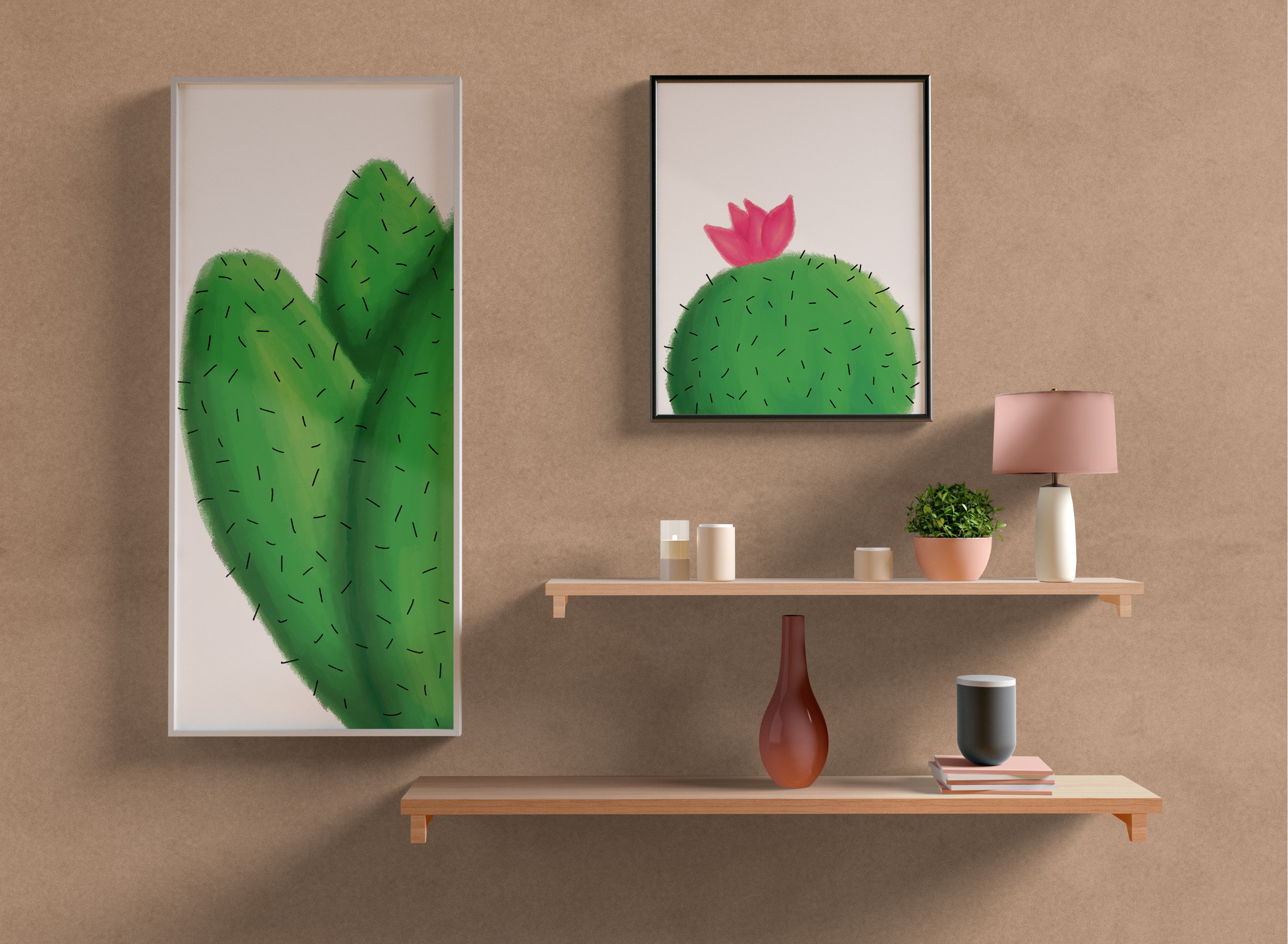 Cactus Wall Art Set of 3 Downloadable Print Succulent Etsy