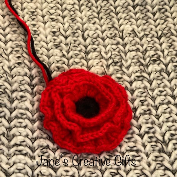 Red Crochet Poppy Flower - 7cm Remembrance Day Gift Handmade Embellishment