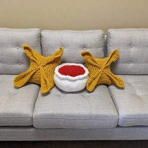 Pattern Only Crochet Crab Rangoon Couch Pillow Set AKA Couch Rangoon with duck sauce not a physical pillow, pattern only image 3