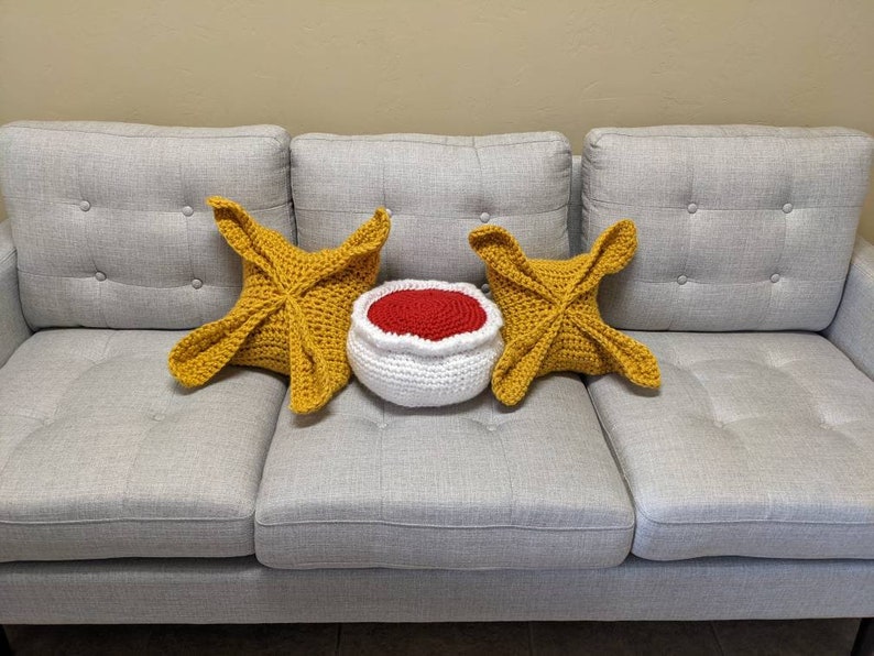 Pattern Only Crochet Crab Rangoon Couch Pillow Set AKA Couch Rangoon with duck sauce not a physical pillow, pattern only image 3