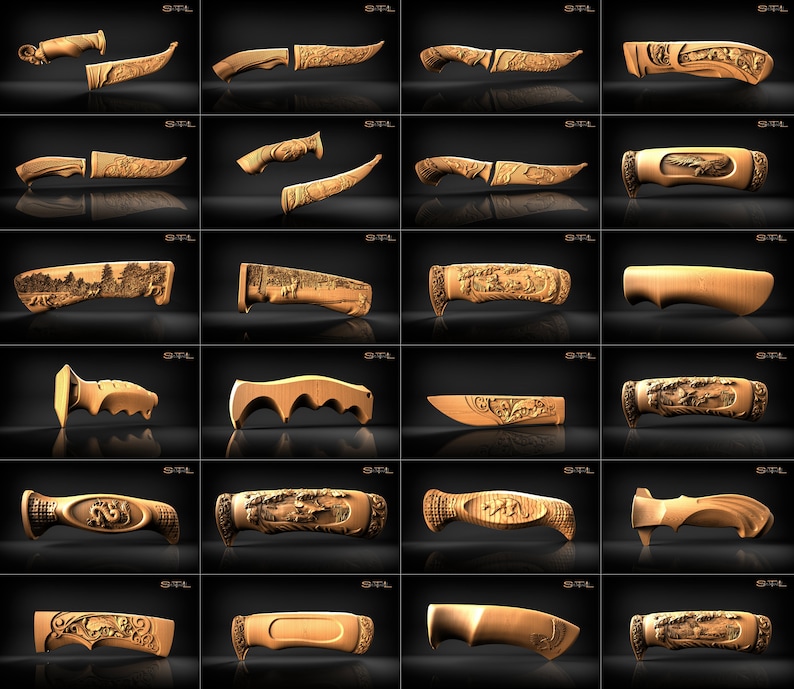 30 Pcs Handle Knives Knife Sheath CNC Router STL Model File Etsy