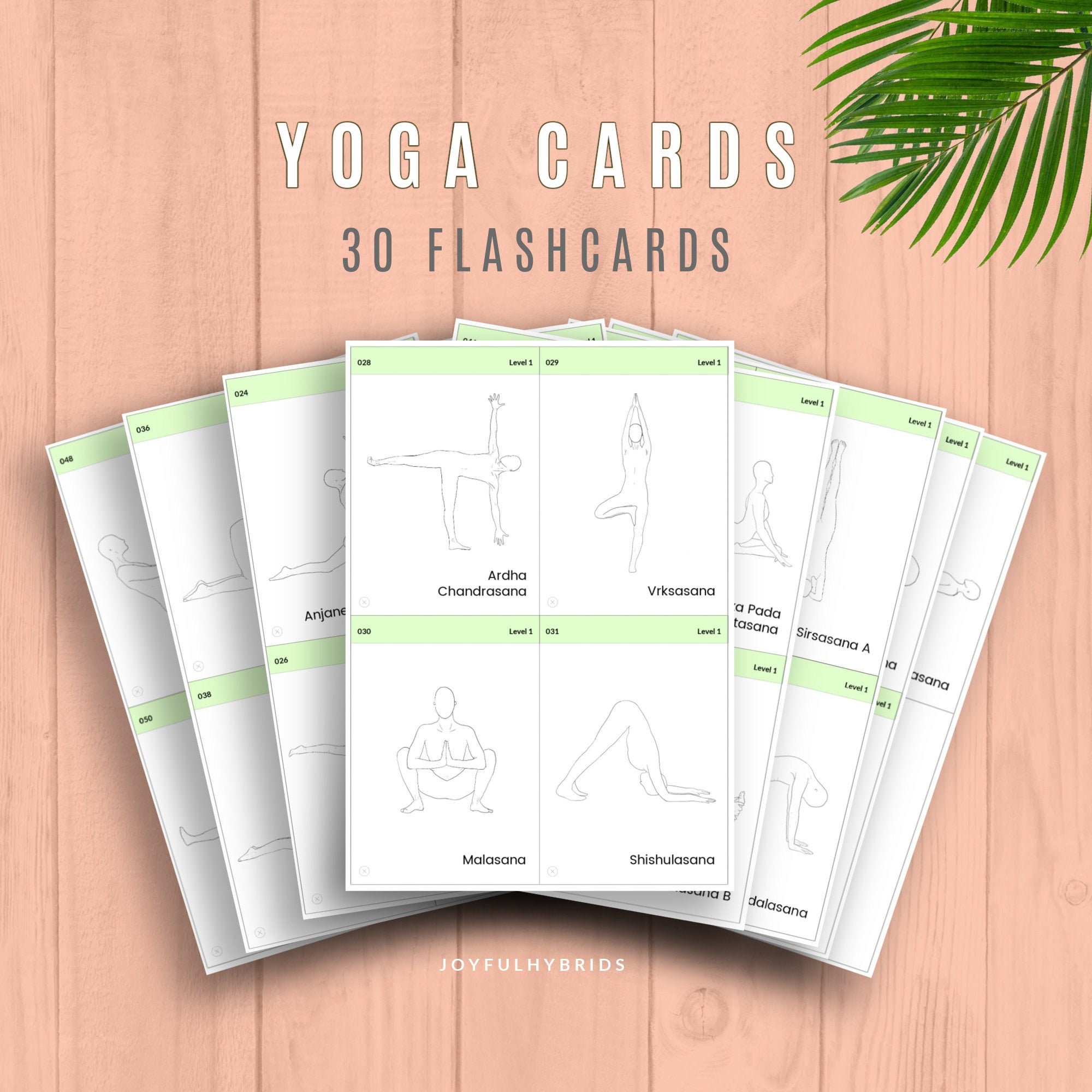 Yoga Poses Printable Cards level 1 30 Asanas Yoga Teacher Training  Flashcards Flash Cards Editable PDF Educational 