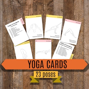 Yoga Poses Printable Cards (23 Asanas) (Sun Salutations A&B) • Yoga Teacher Training • Flashcards • Flash Cards • Editable PDF • Educational