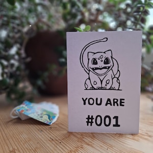 Pokémon | Cartão de Aniversário | Cartão de Felicitações | Feito à Mão | Bulbasaur | Geek | Nostálgico