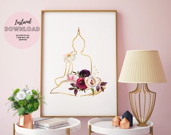 Buddha Poster Instant Download Poster Wall Art Yoga Teacher Gift Yoga Art Print Meditation Positive Zen Wall decor Room Wall Decor Print