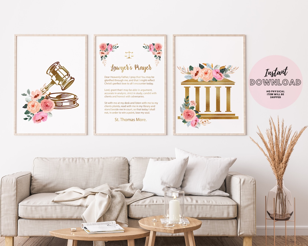 Set of 3 Prints Gallery Wall Art Law Firm Office Decor New Lawyer