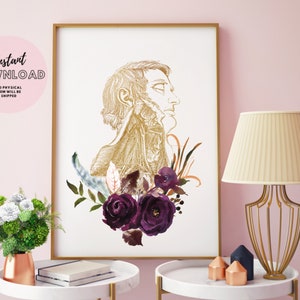 Floral Neck Anatomy Print Instant Download Doctor Wall Art Medical Student Gift Office Decor PA Assistant School Graduation Nursing Medicine