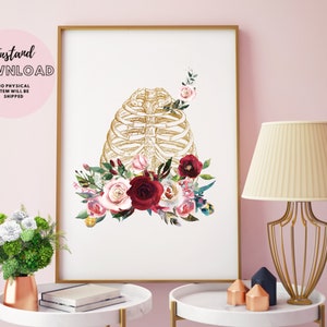 Flower Ribcage Print Orthopedic Doctor Office Decor Medical School Graduation Nurse Practitioner Chiropractor art Gift Physician Assistant