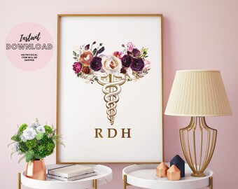 Registered Dental Hygienist Gift, Dental School Graduation Gift, RDH, CDA, Dentist Gift, Surgeon Orthodontist Gift Dental Art, Dental Office