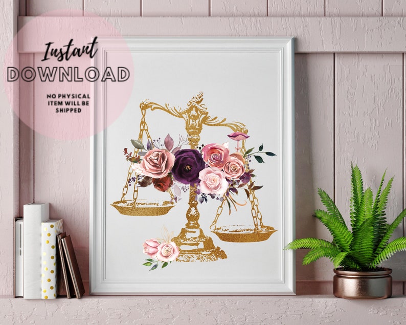 Lawyer Office Decor Scales of Justice Print Pass the Bar Exam Etsy