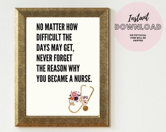 Medical Inspirational Quote Print Nurse Office Clinic Decor Wall Art School Nursing Student Graduation Gift Printable Appreciation Poster